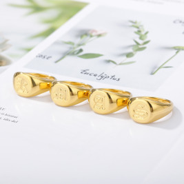 Signet Ring in Gold Plating with Engraved Monogram